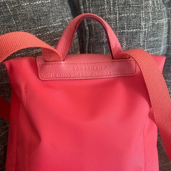 Longchamp Coral Pink Backpack Adjustable Straps - Picture 7 of 14